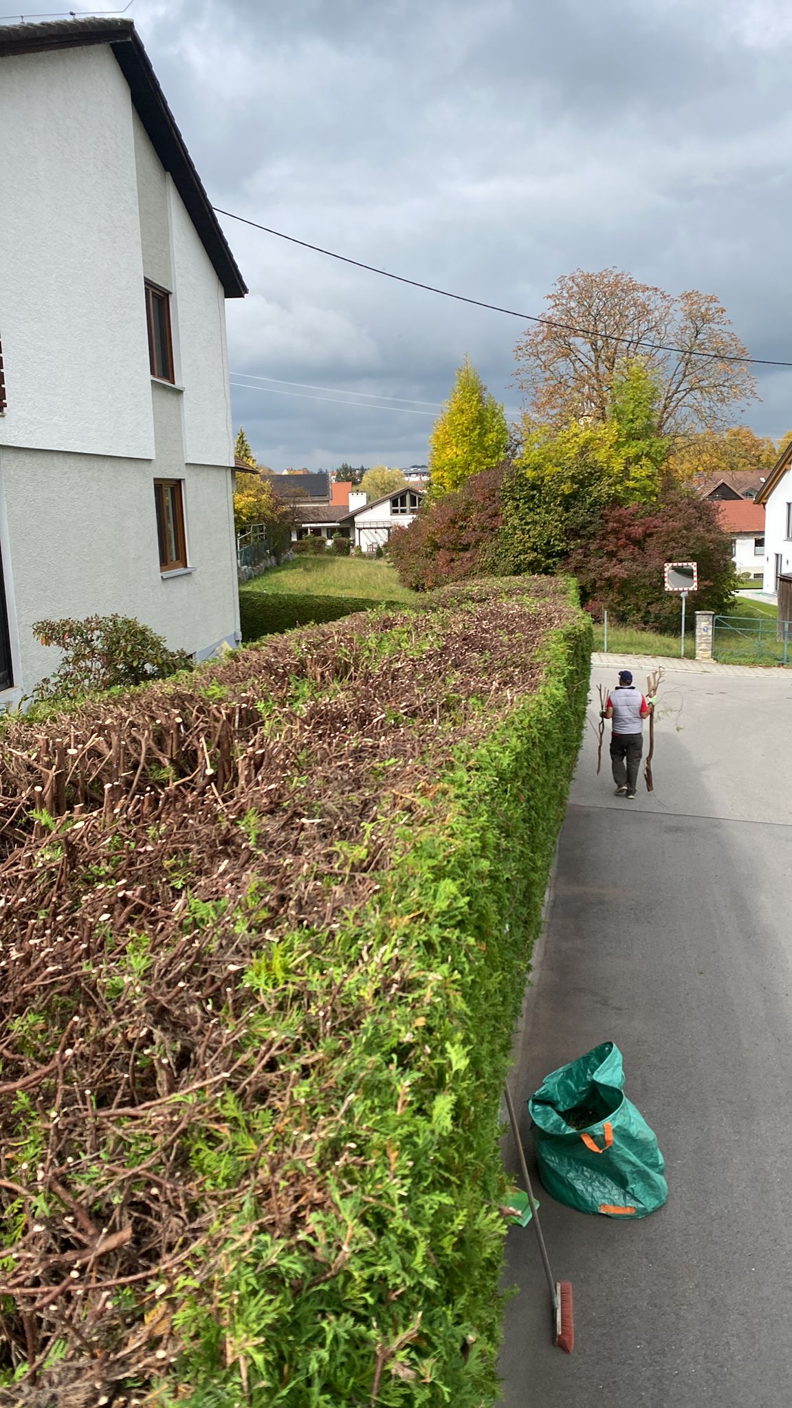 Heckenschnitt entlang einer Einfahrt in Mühldorf